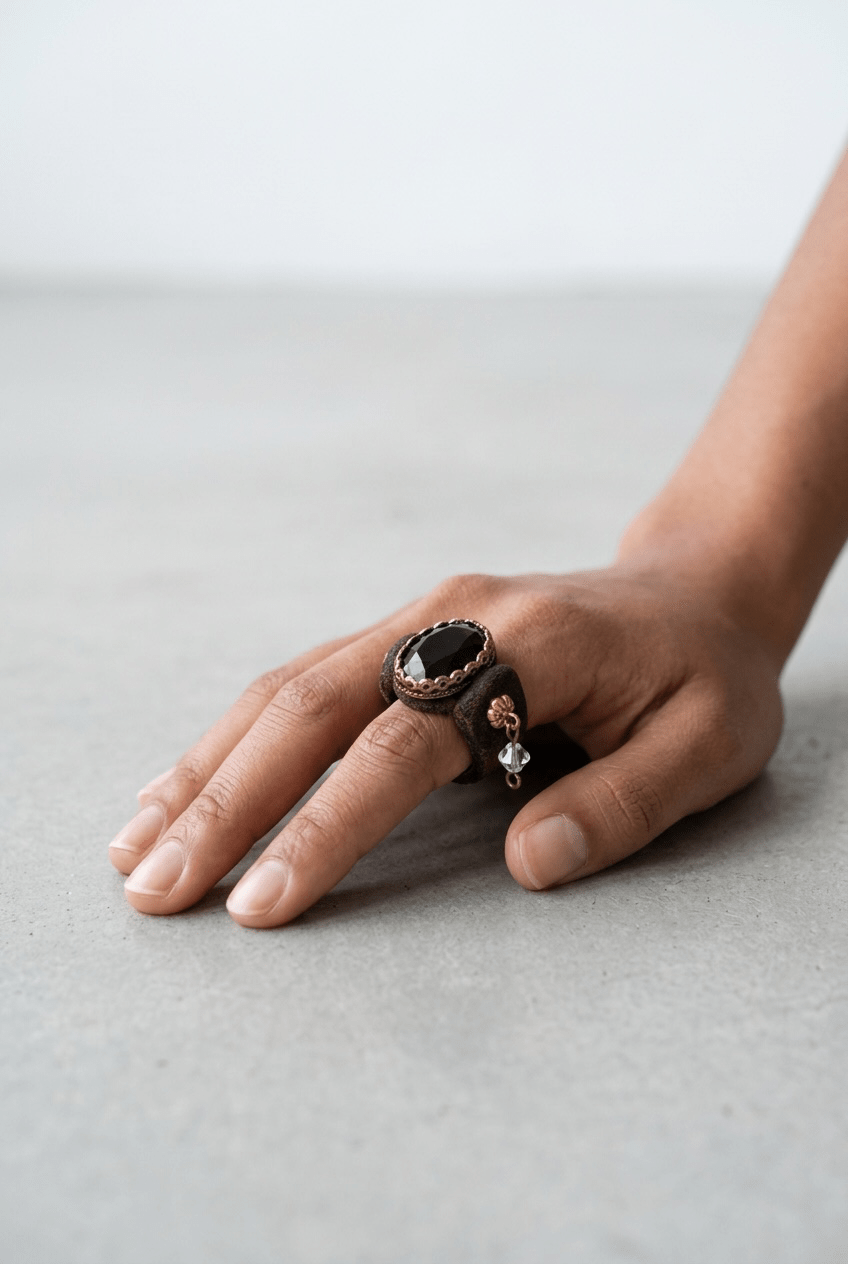 Black Oval Stone Ring La Vie Bien Black Oval Stone Ring