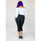 Black Pin Up High Waist Capri Pants with Embroidered Cherries [Available in Sizes SM-L] by The Bullish Store