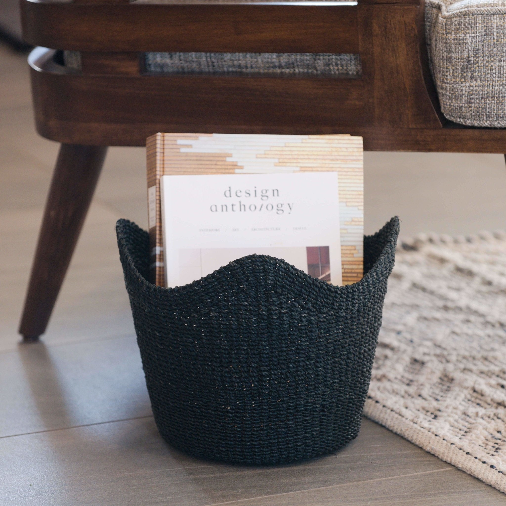 Black Scallop Basket - Handwoven Basket | LIKHÂ Baskets La Vie Bien Black Scallop Basket - Handwoven Basket | LIKHÂ