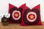 Black Scalloped Suzani Pillow Covers, Pair La Vie Bien Black Scalloped Suzani Pillow Covers, Pair