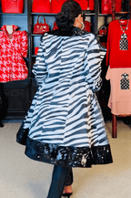 Black Sequin Animal Print Coat Dress