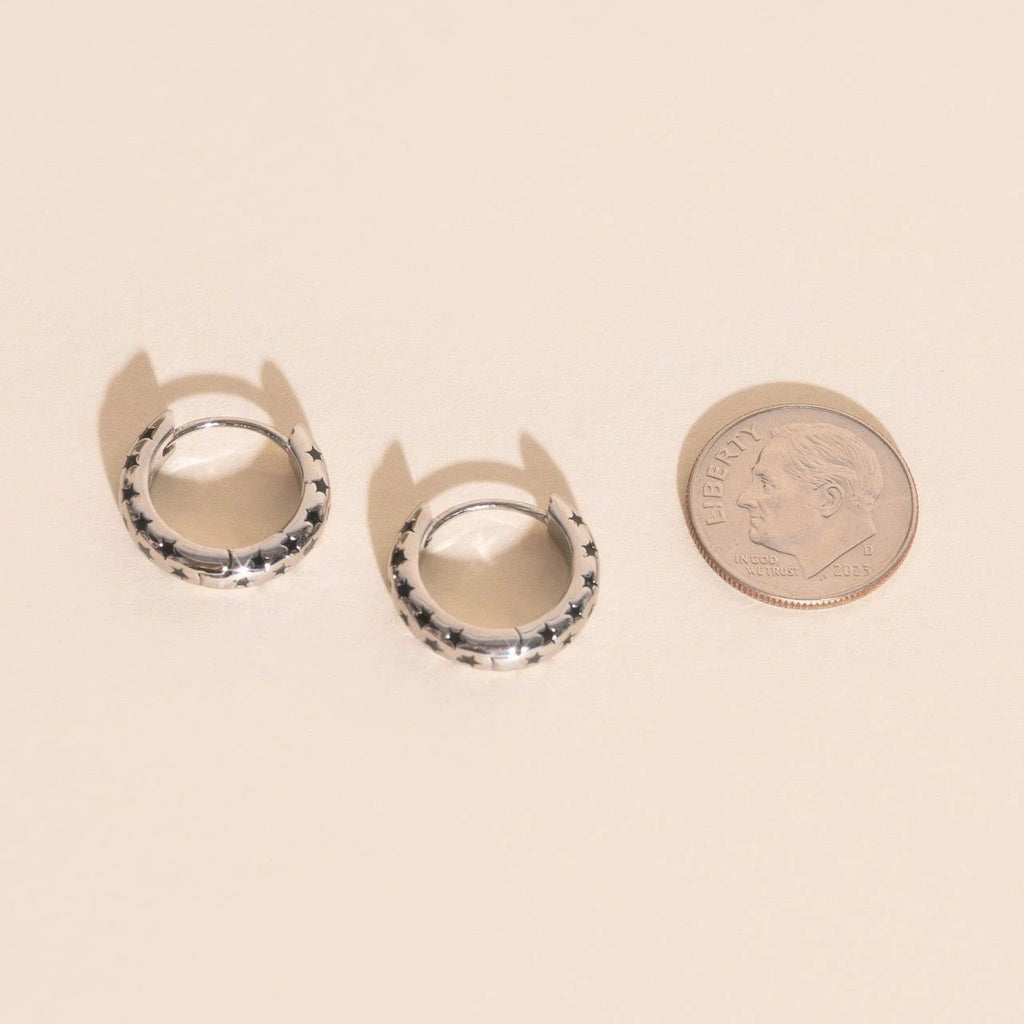 Black Star Chunky Huggie Hoop Earrings by Oh Clementine