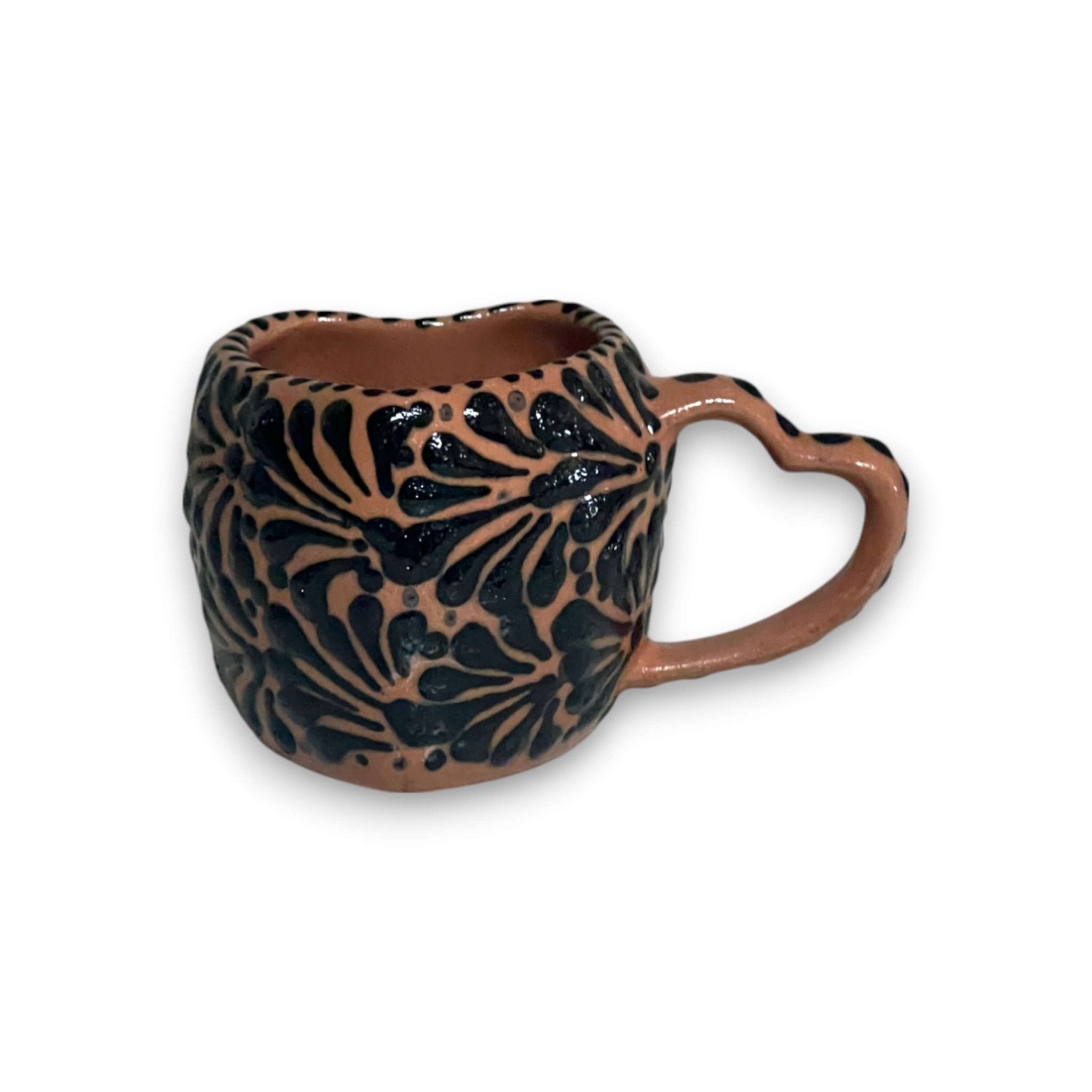 Black Talavera Heart Mug – Slightly Imperfect & Handmade Talavera Mug La Vie Bien Black Talavera Heart Mug – Slightly Imperfect & Handmade