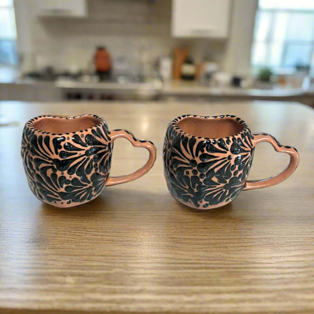 Black Talavera Heart Mug – Slightly Imperfect & Handmade Talavera Mug La Vie Bien Black Talavera Heart Mug – Slightly Imperfect & Handmade