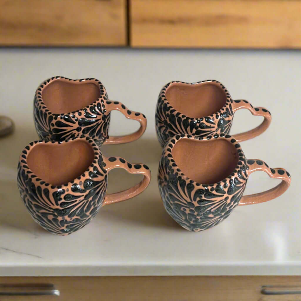 Black Talavera Heart Mug – Slightly Imperfect & Handmade Talavera Mug La Vie Bien Black Talavera Heart Mug – Slightly Imperfect & Handmade