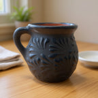 Black Talavera Jarrito Mug | Handmade Mexican Clay Coffee Cup Talavera Mug La Vie Bien Black Talavera Jarrito Mug | Handmade Mexican Clay Coffee Cup