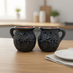 Black Talavera Jarrito Mug | Handmade Mexican Clay Coffee Cup Talavera Mug La Vie Bien Black Talavera Jarrito Mug | Handmade Mexican Clay Coffee Cup