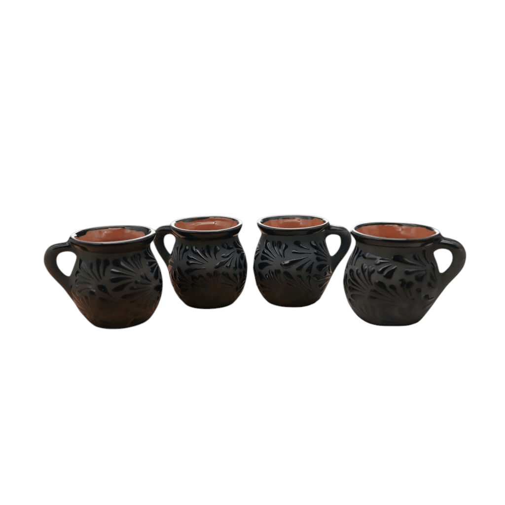 Black Talavera Jarrito Mug | Handmade Mexican Clay Coffee Cup Talavera Mug La Vie Bien Black Talavera Jarrito Mug | Handmade Mexican Clay Coffee Cup