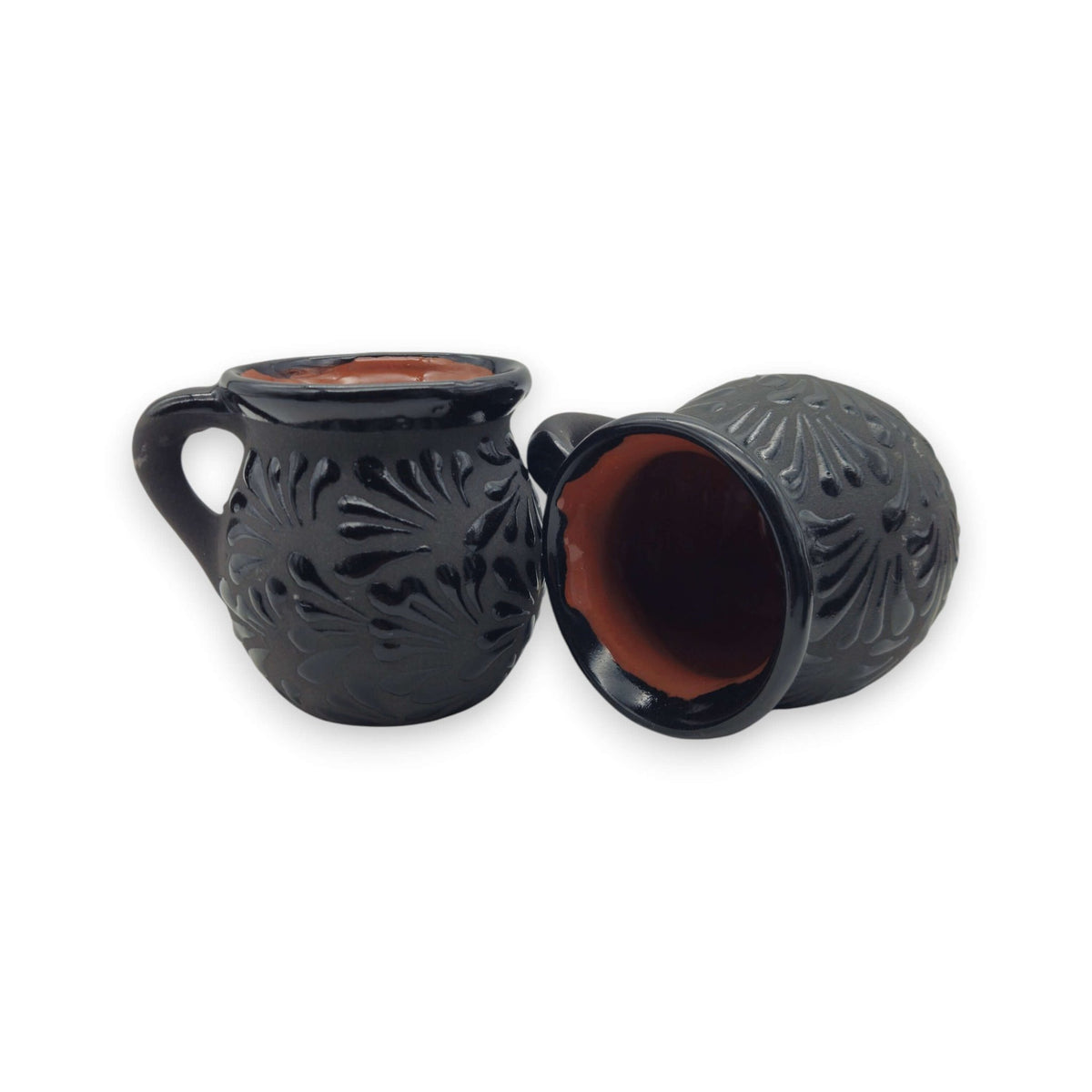 Black Talavera Jarrito Mug | Handmade Mexican Clay Coffee Cup Talavera Mug La Vie Bien Black Talavera Jarrito Mug | Handmade Mexican Clay Coffee Cup