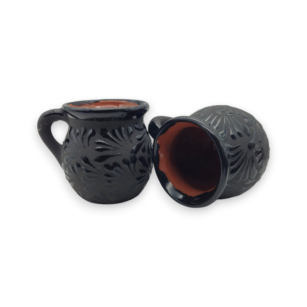 Black Talavera Jarrito Mug | Handmade Mexican Clay Coffee Cup Talavera Mug La Vie Bien Black Talavera Jarrito Mug | Handmade Mexican Clay Coffee Cup