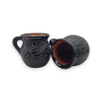 Black Talavera Jarrito Mug | Handmade Mexican Clay Coffee Cup Talavera Mug La Vie Bien Black Talavera Jarrito Mug | Handmade Mexican Clay Coffee Cup