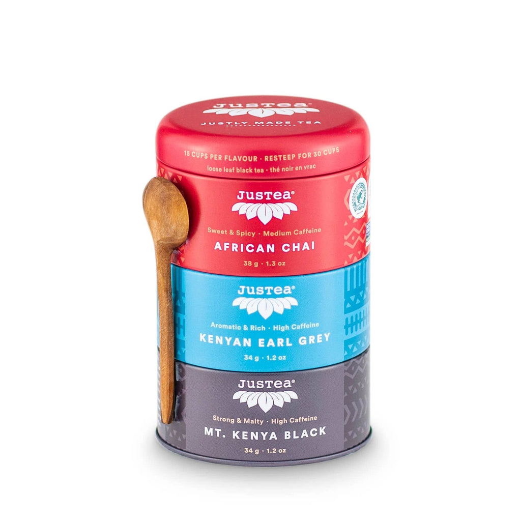 Black Tea Trio Tin & Spoon - Organic, Fair-Trade Tea Gift by Ethical Trade Co