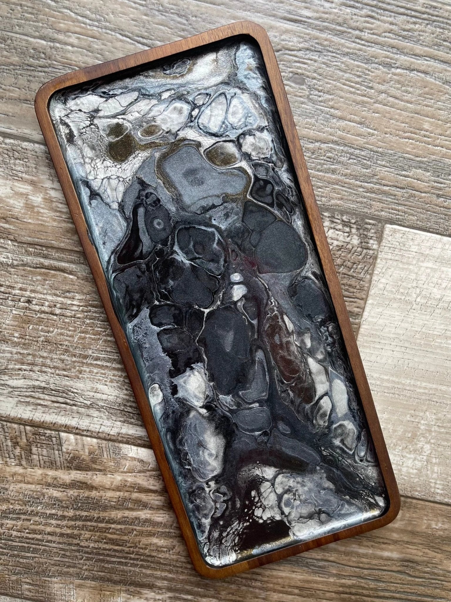 Black Tie Small Rectangular Acacia Wood Tray