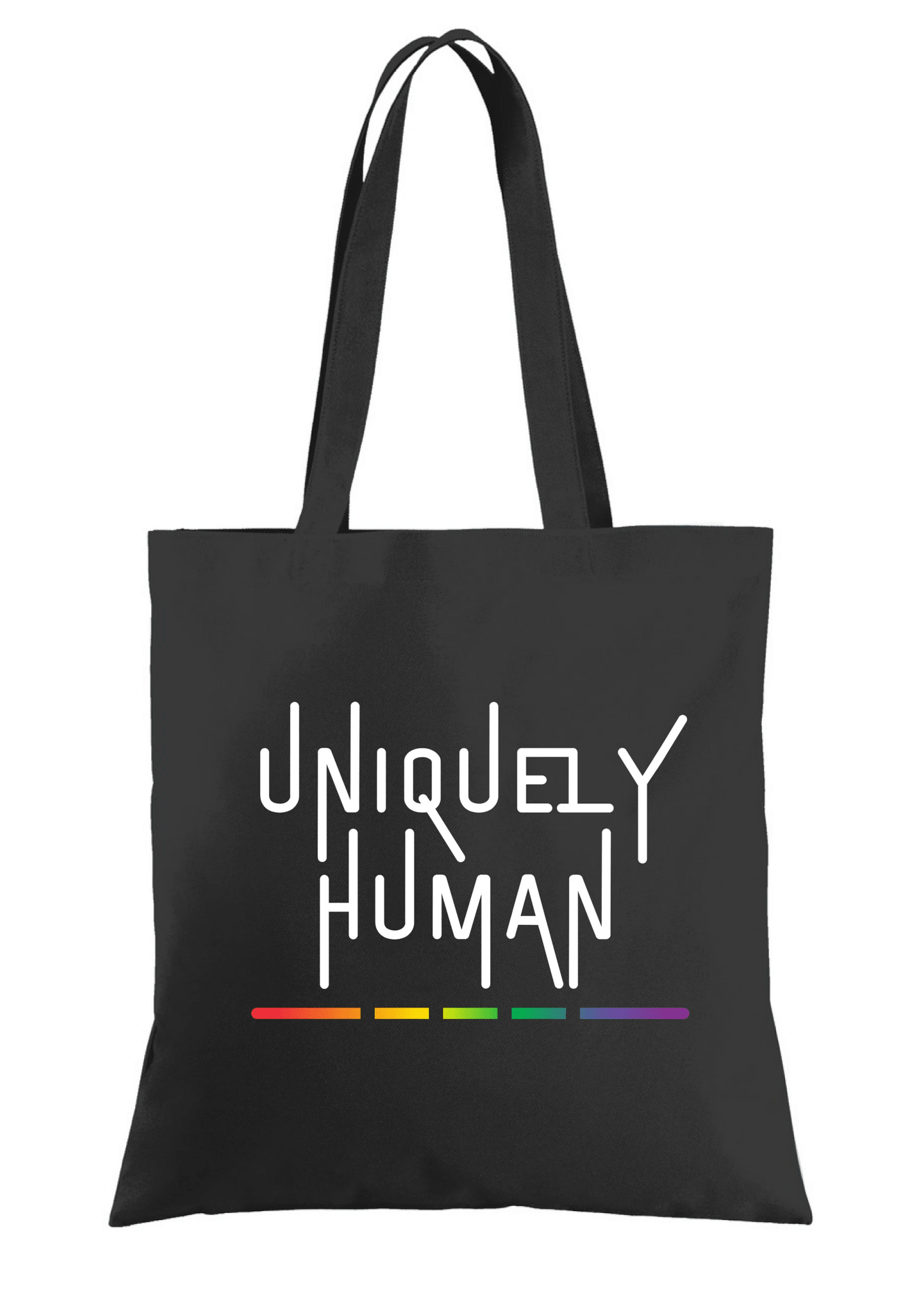 Black Uniquely Human Tote by RainBee Designs LLC