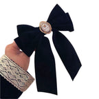 Black Velvet Cameo Hair Clip Bow by The Bullish Store