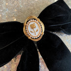 Black Velvet Cameo Hair Clip Bow by The Bullish Store