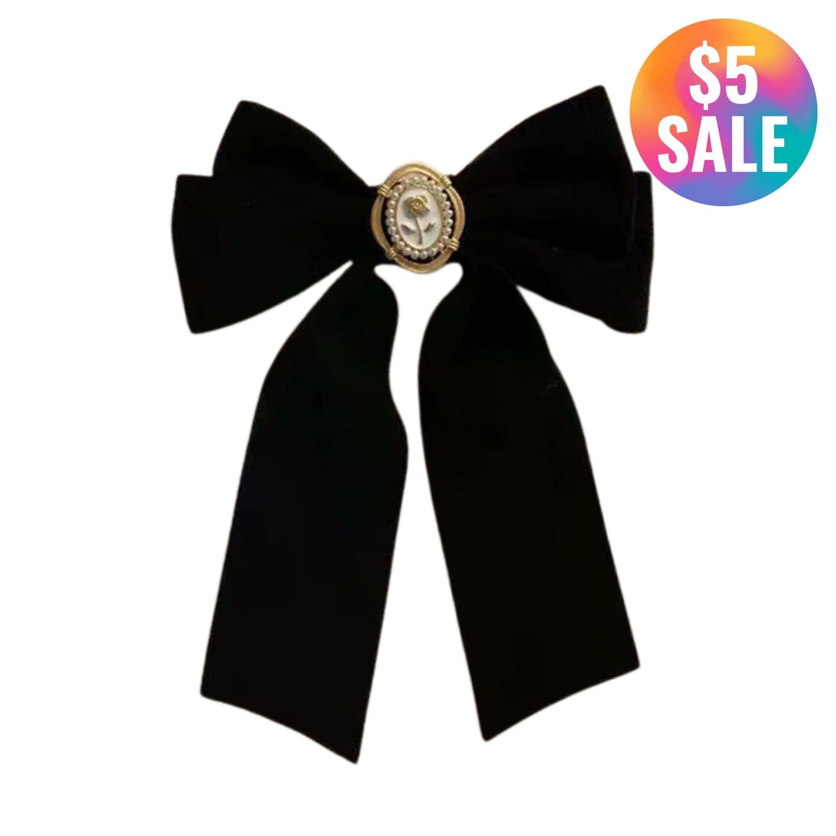 Black Velvet Cameo Hair Clip Bow Hair Clip La Vie Bien Black Velvet Cameo Hair Clip Bow