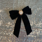 Black Velvet Cameo Hair Clip Bow by The Bullish Store