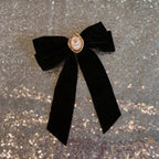 Black Velvet Cameo Hair Clip Bow by The Bullish Store