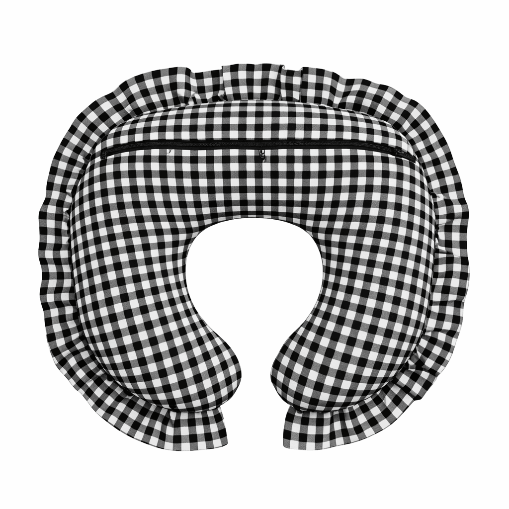 Black White Gingham Ruffle Nursing Pillow Cover La Vie Bien Black White Gingham Ruffle Nursing Pillow Cover
