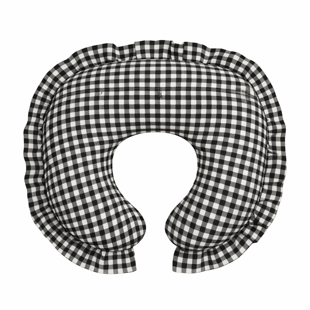 Black White Gingham Ruffle Nursing Pillow Cover La Vie Bien Black White Gingham Ruffle Nursing Pillow Cover