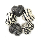 Black + White Graphic Stone Hearts - set of 5 La Vie Bien Black + White Graphic Stone Hearts - set of 5