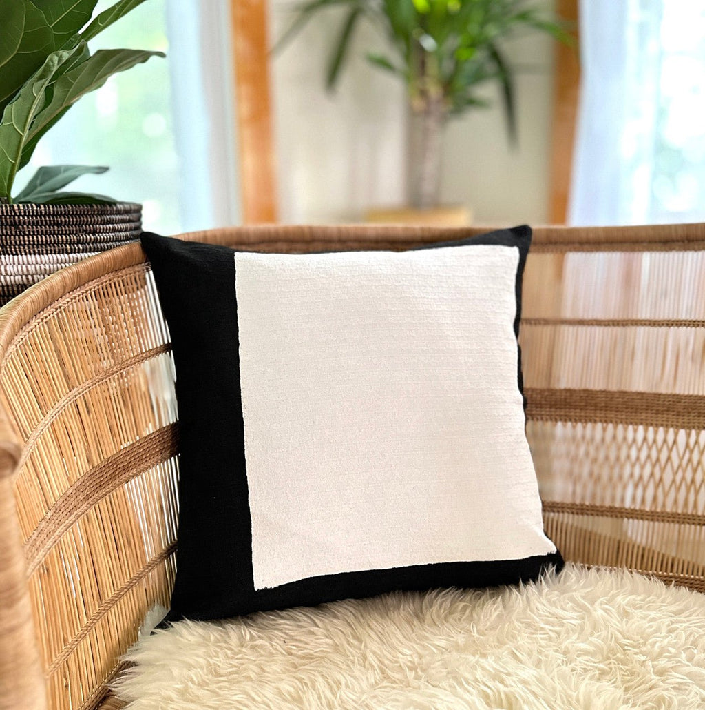 Black + White Squares Sadza Pillow La Vie Bien Black + White Squares Sadza Pillow