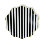 Black & White Striped Paper Party Plate (12pcs)