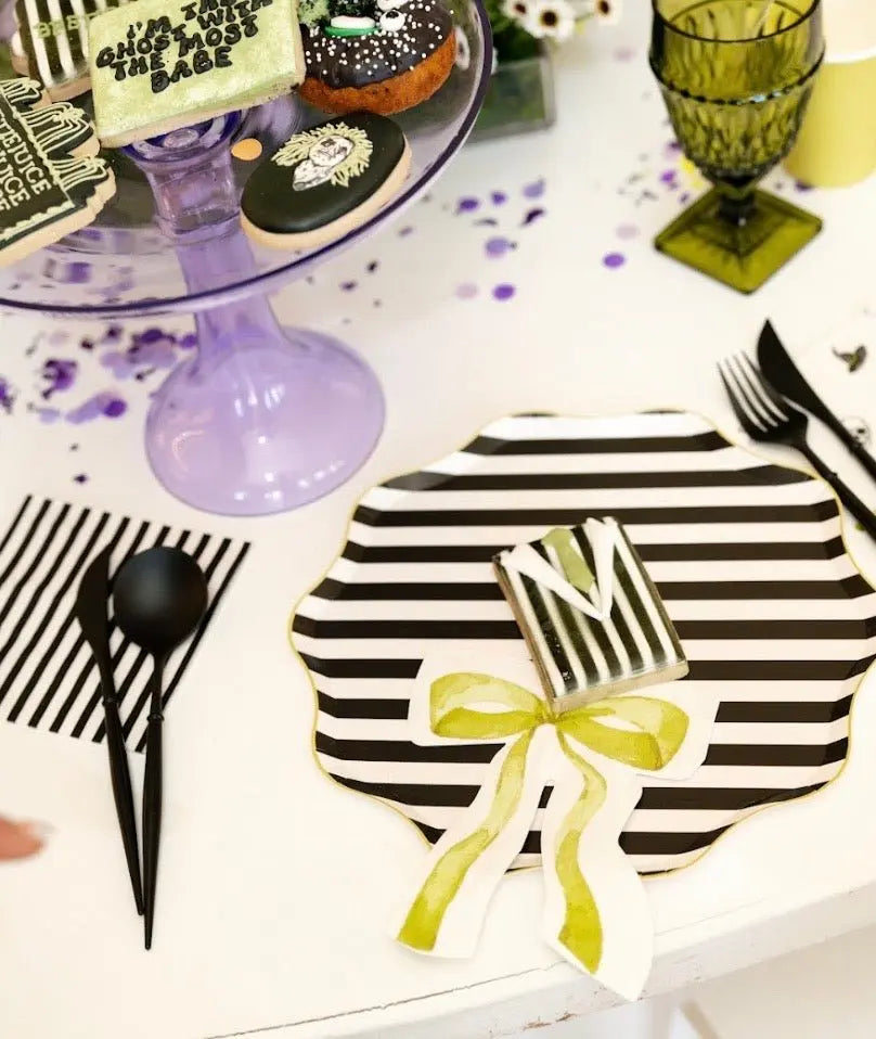 Black & White Striped Paper Party Plate (12pcs)