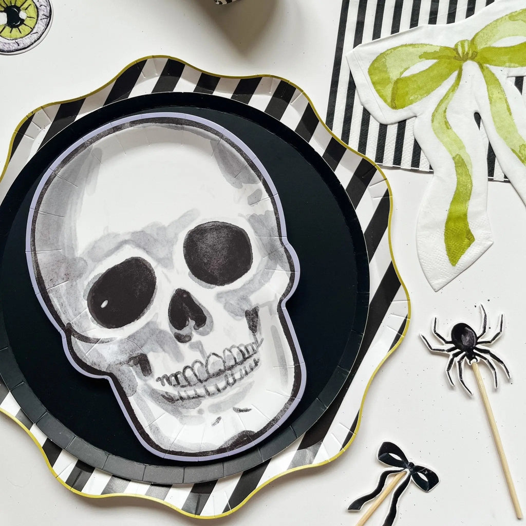 Black & White Striped Paper Party Plate (12pcs)