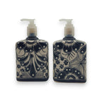 Black & White Talavera Soap Pump | Floral Ceramic Dispenser Talavera Soap Dispenser La Vie Bien Black & White Talavera Soap Pump | Floral Ceramic Dispenser