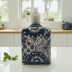 Black & White Talavera Soap Pump | Floral Ceramic Dispenser Talavera Soap Dispenser La Vie Bien Black & White Talavera Soap Pump | Floral Ceramic Dispenser