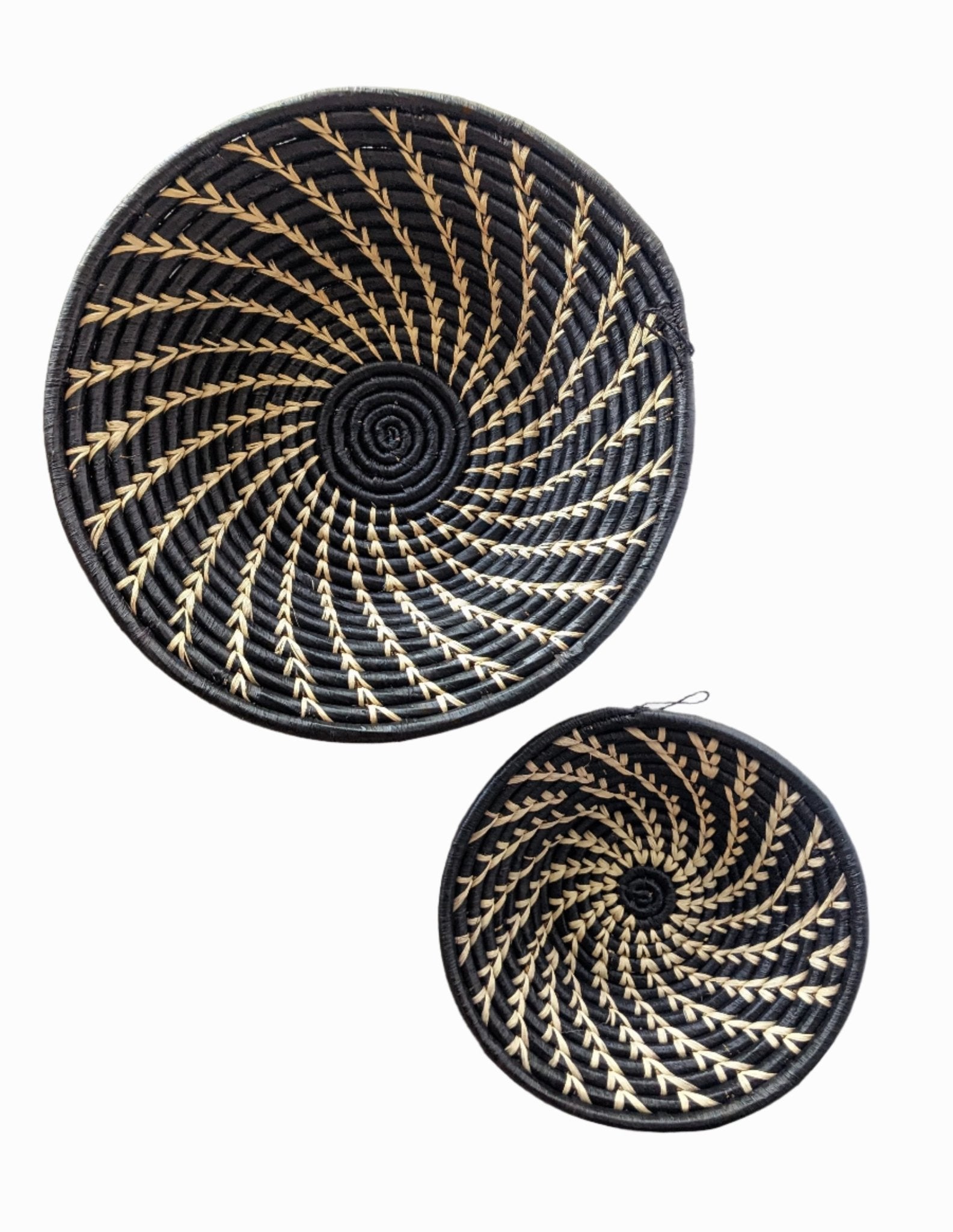 Black White Woven African Wall Storage Baskets Set of 2 La Vie Bien Black White Woven African Wall Storage Baskets Set of 2