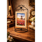 Black Windmill Roof House Hanging Photo Picture Frame and Metal Ornament Stand 10.15 Inches Ornament Stands La Vie Bien Black Windmill Roof House Hanging Photo Picture Frame and Metal Ornament Stand 10.15 Inches