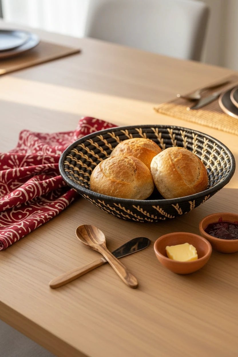 Large Black White Woven African Basket by Reflektion Design