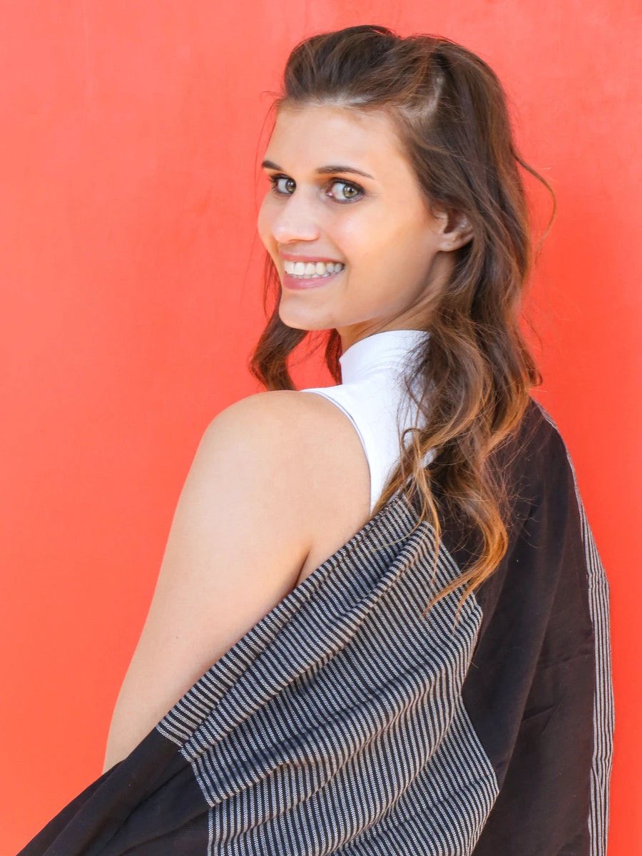 Black Patterned Block Scarf by Fair Anita