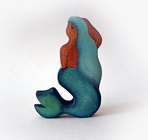 Wooden Mermaid Figure