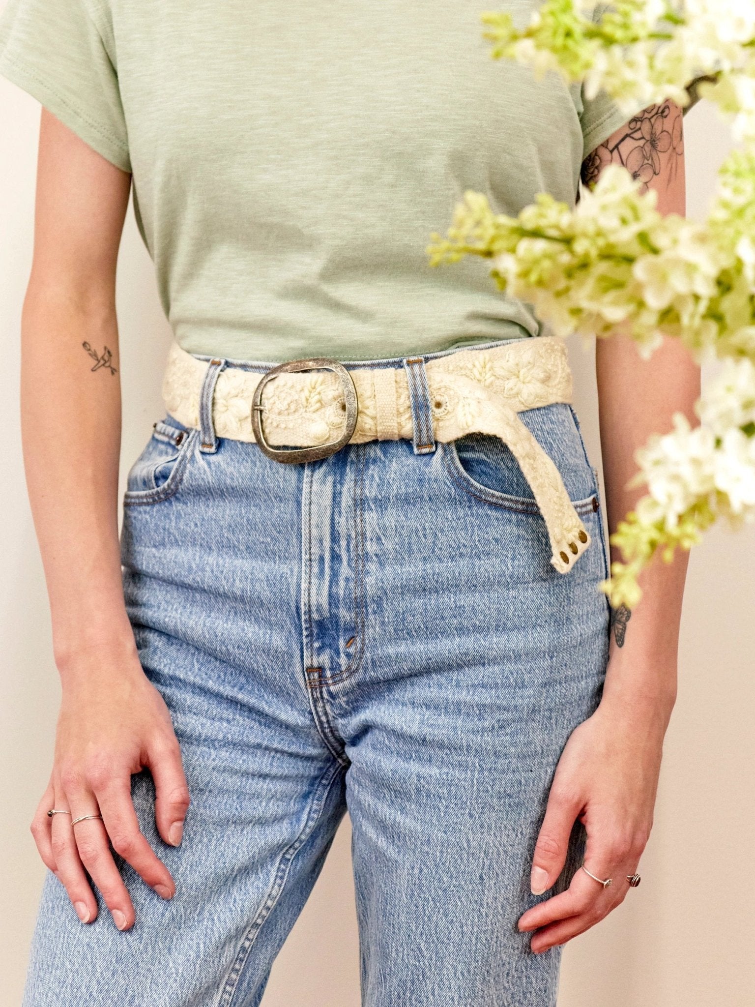 Blanca Flor Embroidered Wide Belt by Ash & Rose