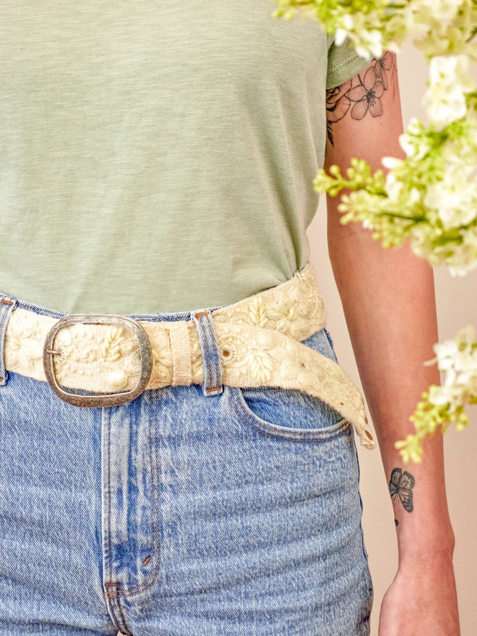 Blanca Flor Embroidered Wide Belt by Ash & Rose