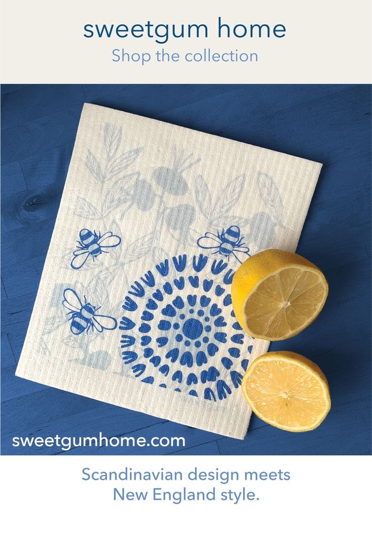 Bloom in Blue Swedish Dishcloth Swedish Dishcloths La Vie Bien Bloom in Blue Swedish Dishcloth