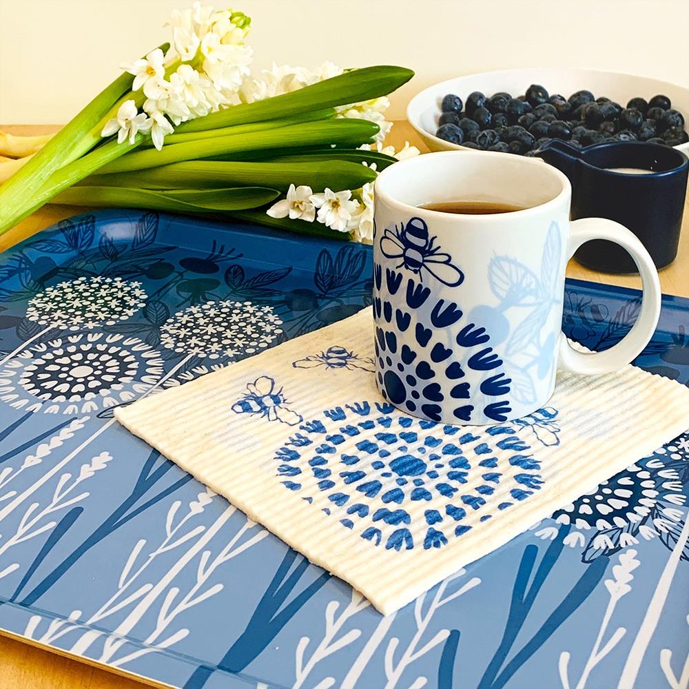 Bloom in Blue Swedish Dishcloth Swedish Dishcloths La Vie Bien Bloom in Blue Swedish Dishcloth