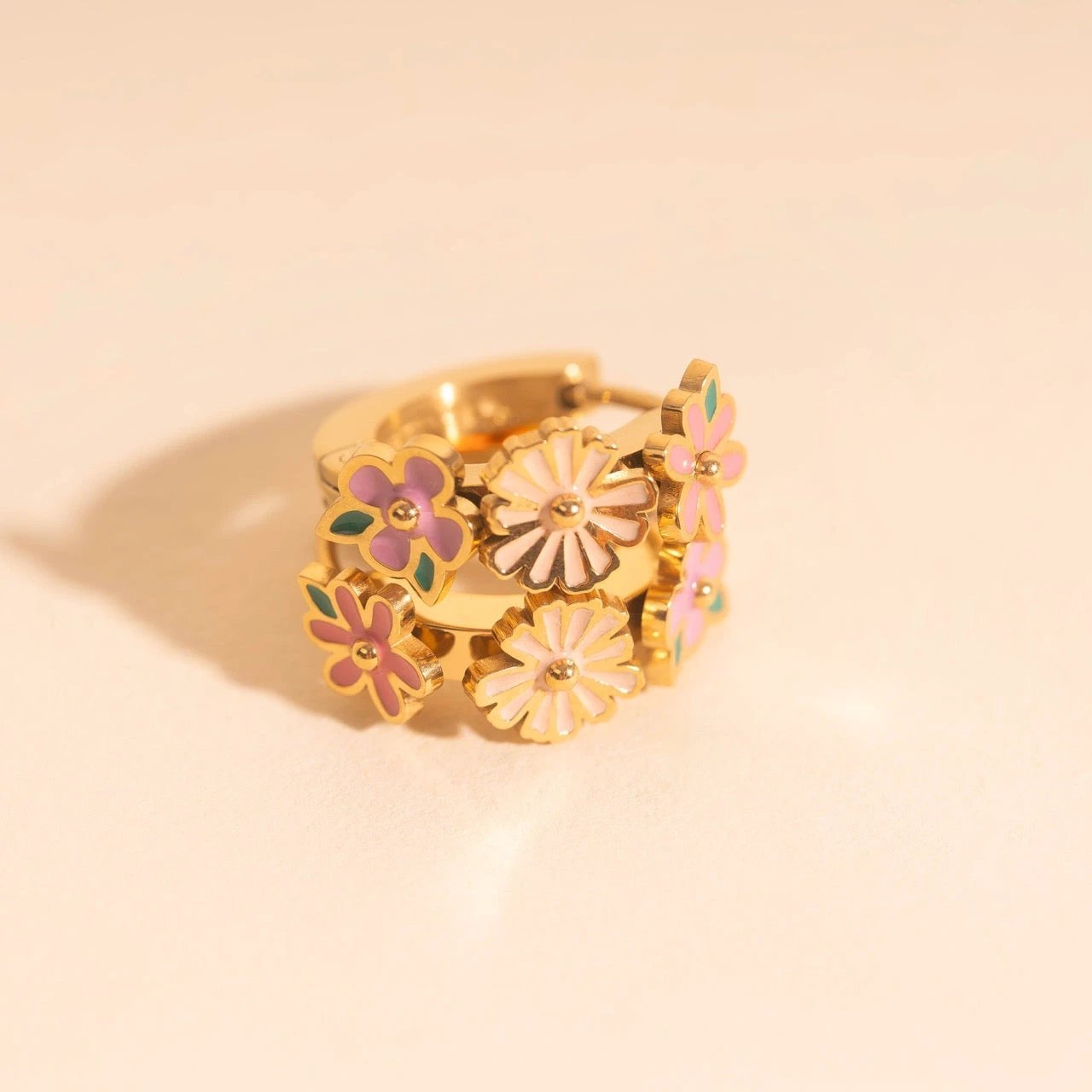 Bloom Trio 3D Huggie Hoop Earrings by Oh Clementine
