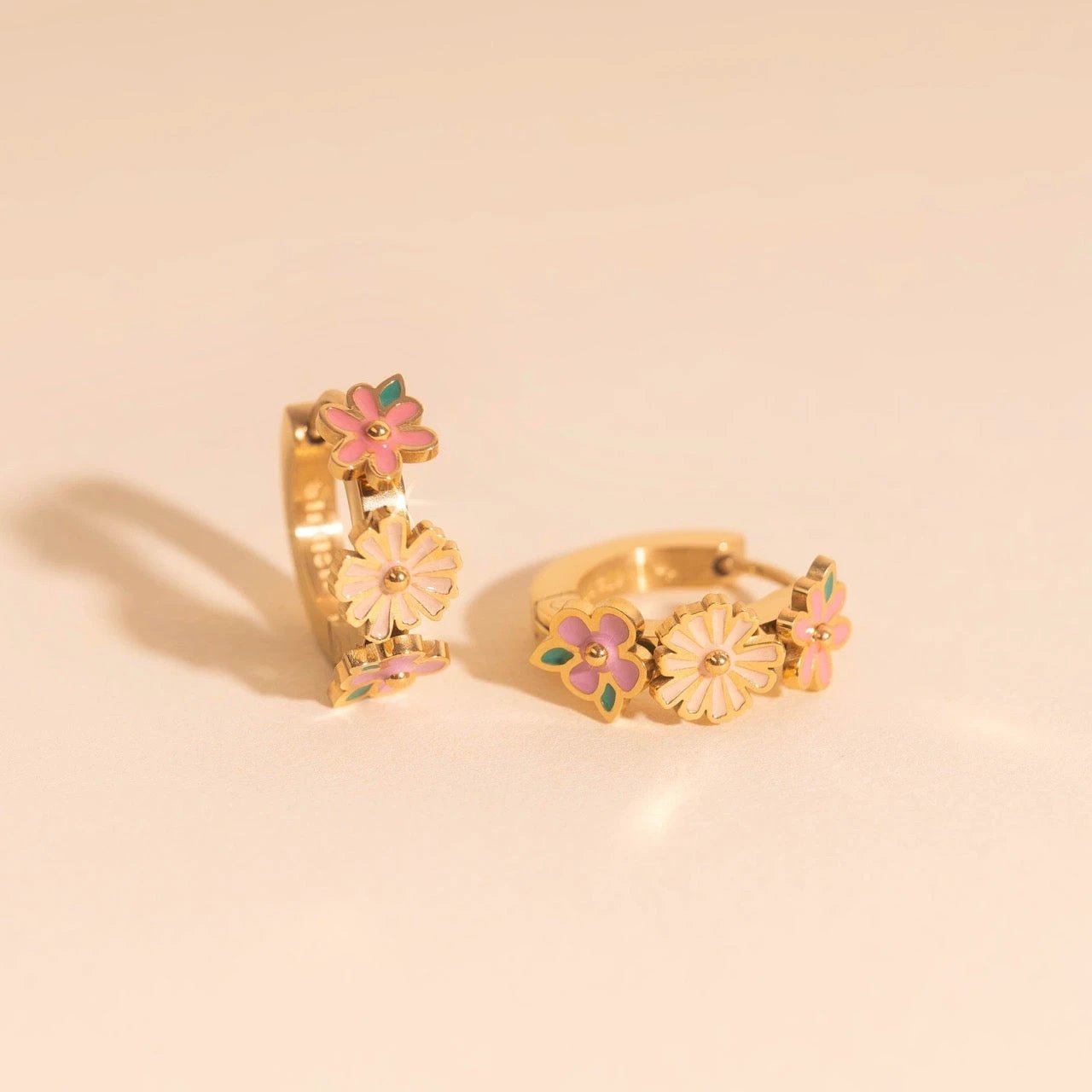 Bloom Trio 3D Huggie Hoop Earrings by Oh Clementine