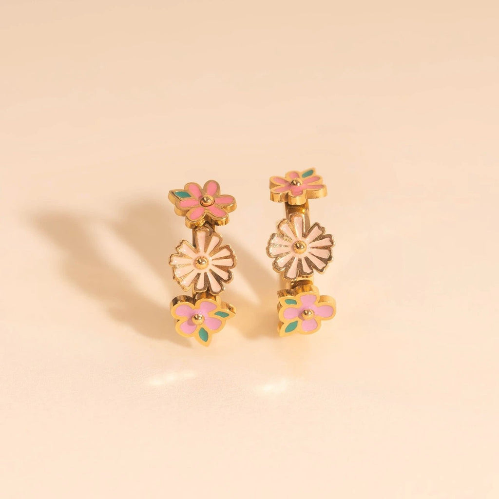 Bloom Trio 3D Huggie Hoop Earrings by Oh Clementine