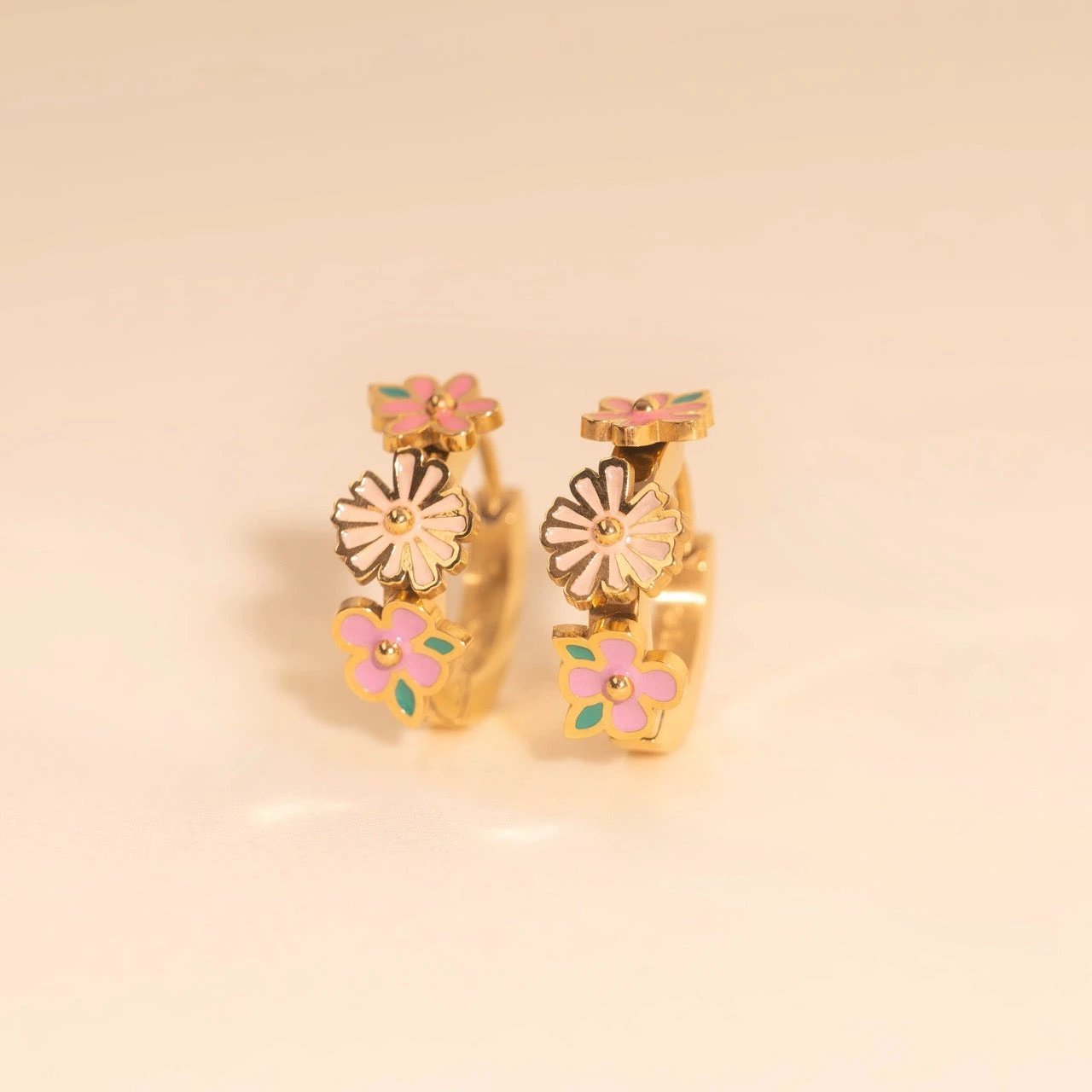 Bloom Trio 3D Huggie Hoop Earrings by Oh Clementine