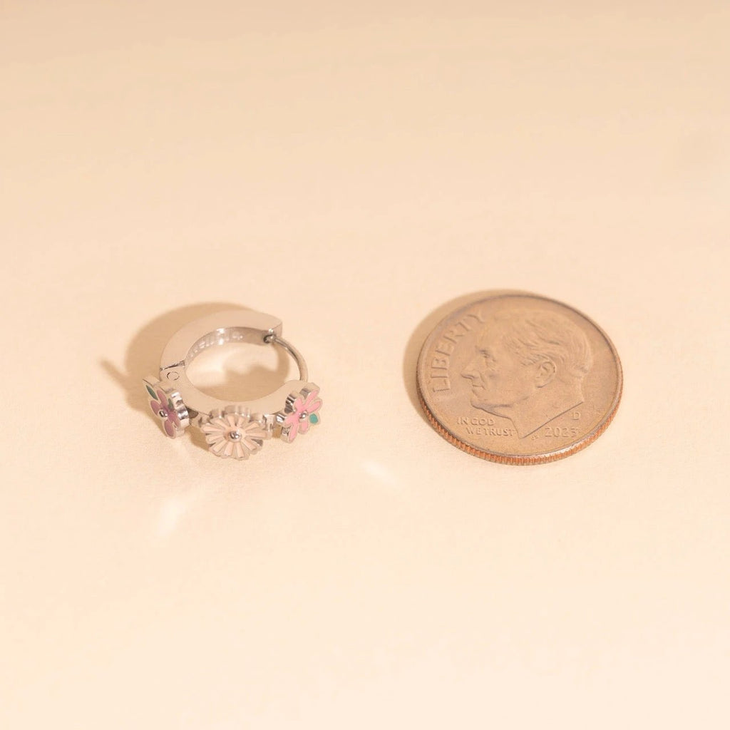Bloom Trio 3D Huggie Hoop Earrings by Oh Clementine