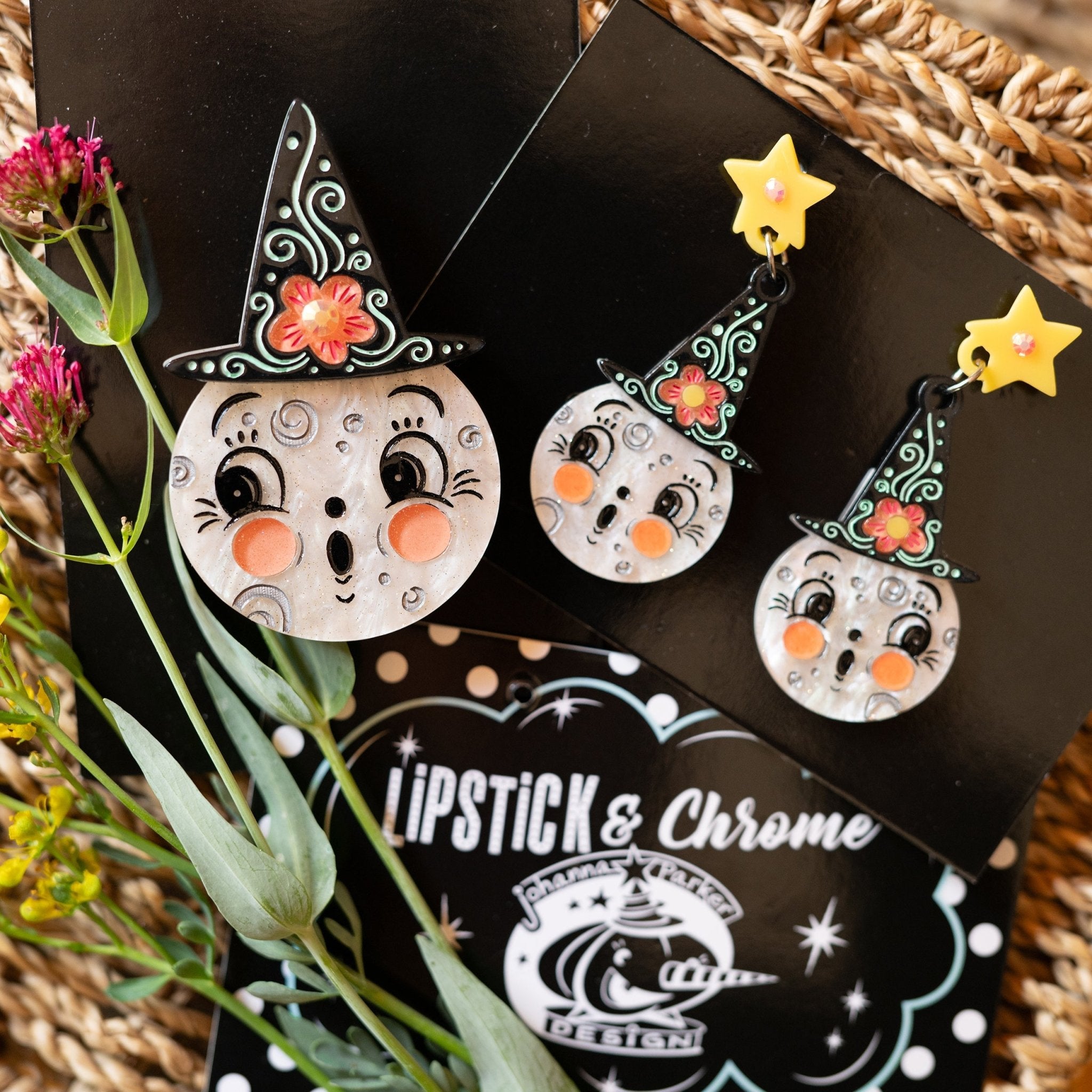 Bloomin' Luna Witch Statement Earrings by Johanna Parker x Lipstick & Chrome Earrings La Vie Bien Bloomin' Luna Witch Statement Earrings by Johanna Parker x Lipstick & Chrome