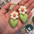 Blooming Heart Felt Earrings by honeyloomdesigns