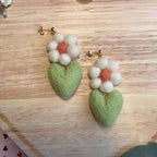 Blooming Heart Felt Earrings by honeyloomdesigns