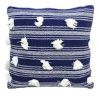 Blue 20" X 20" Decorative Throw Pillow with Pom Pom